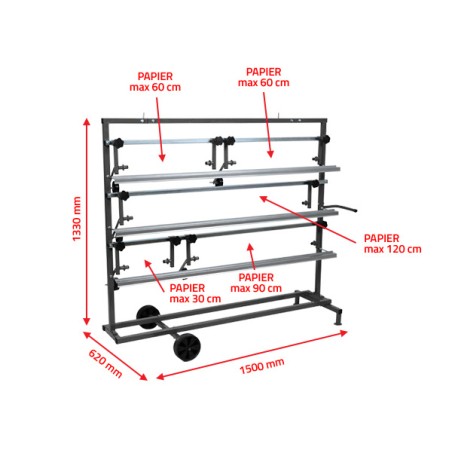 SUPPORTO PER 5 ROTOLI DI CARTA DA 30 A 120 cm