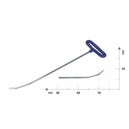 N.lB 35-STRUMENTO PER RIMOZIONE AMMACCATURELB-35: 35 cm di lunghezza, 6 mm di spessore, 2 volte piegate, punta piatta (