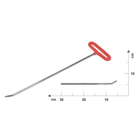 N.BT 35-TRUMENTO PER RIMOZIONE AMMACCATURE.BT-35: 35 cm di lunghezza, 6 mm di spessore, 1 punta piegata e arrotondata.
